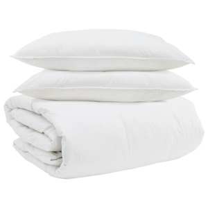 vidaXL Teki komplekt padjaga 3 tk Valge Down Feather
