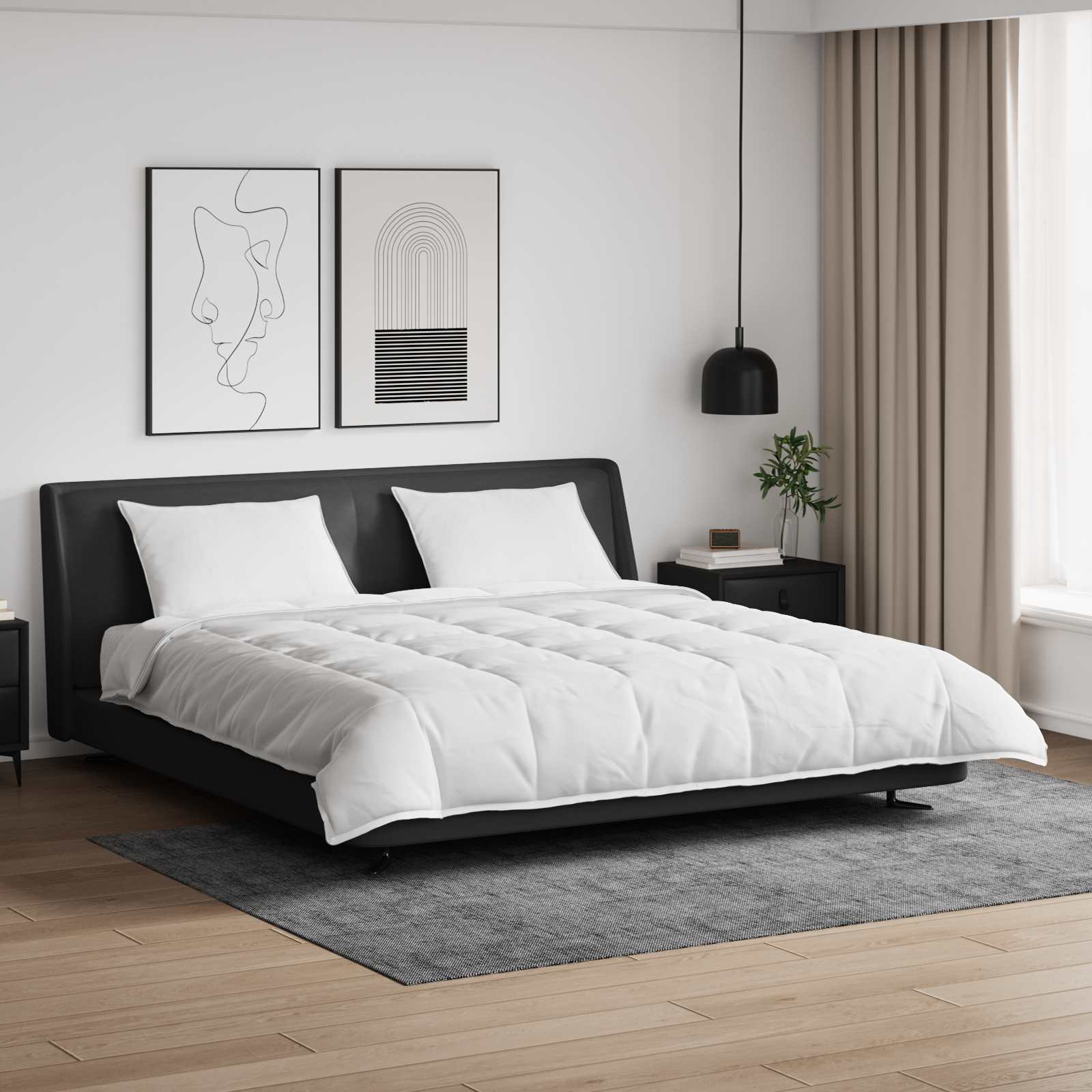 vidaXL Bettdecken Set mit Kissen 3 pcs Weiß Daunenfeder