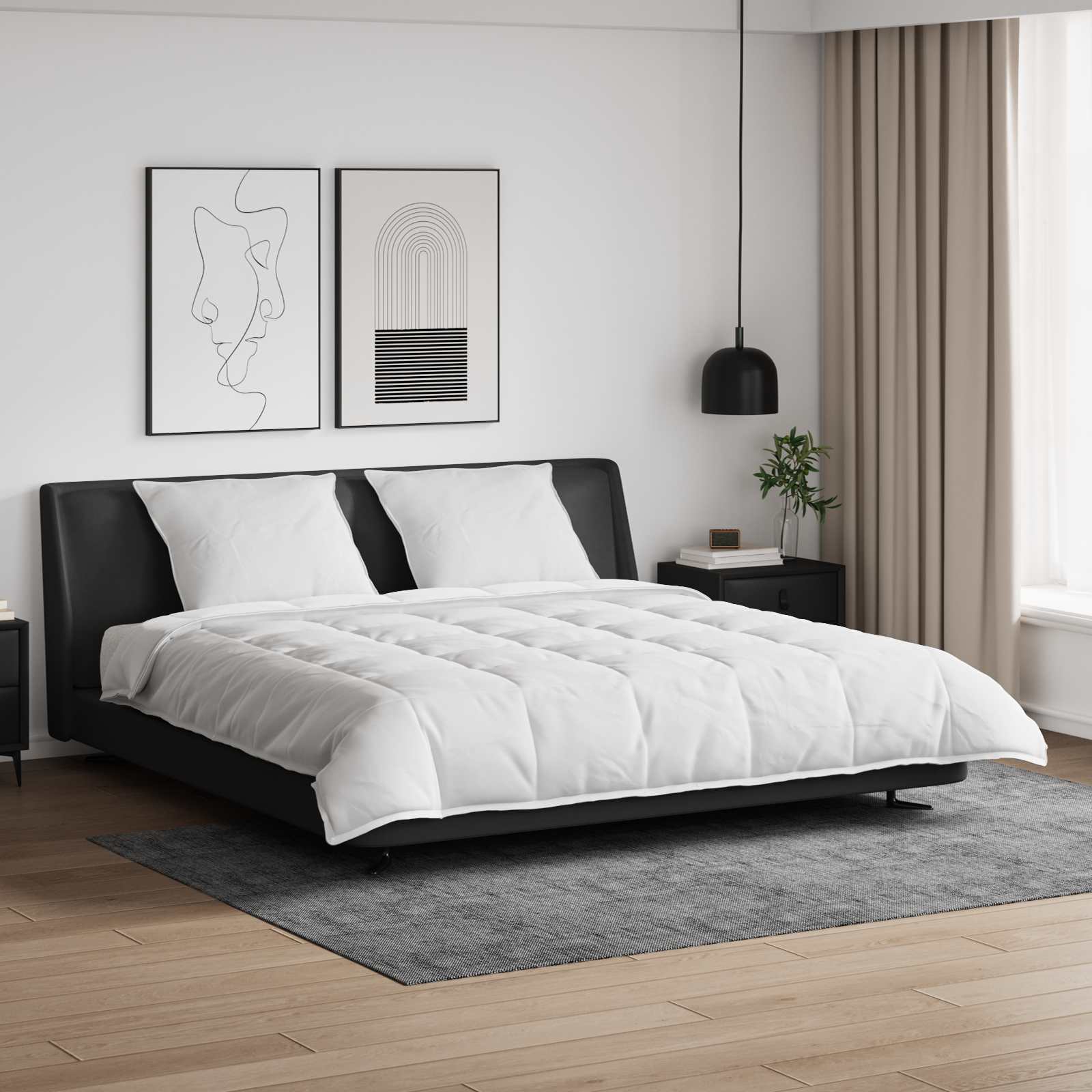 vidaXL Bettdecken Set mit Kissen 3 pcs Weiß Daunenfeder