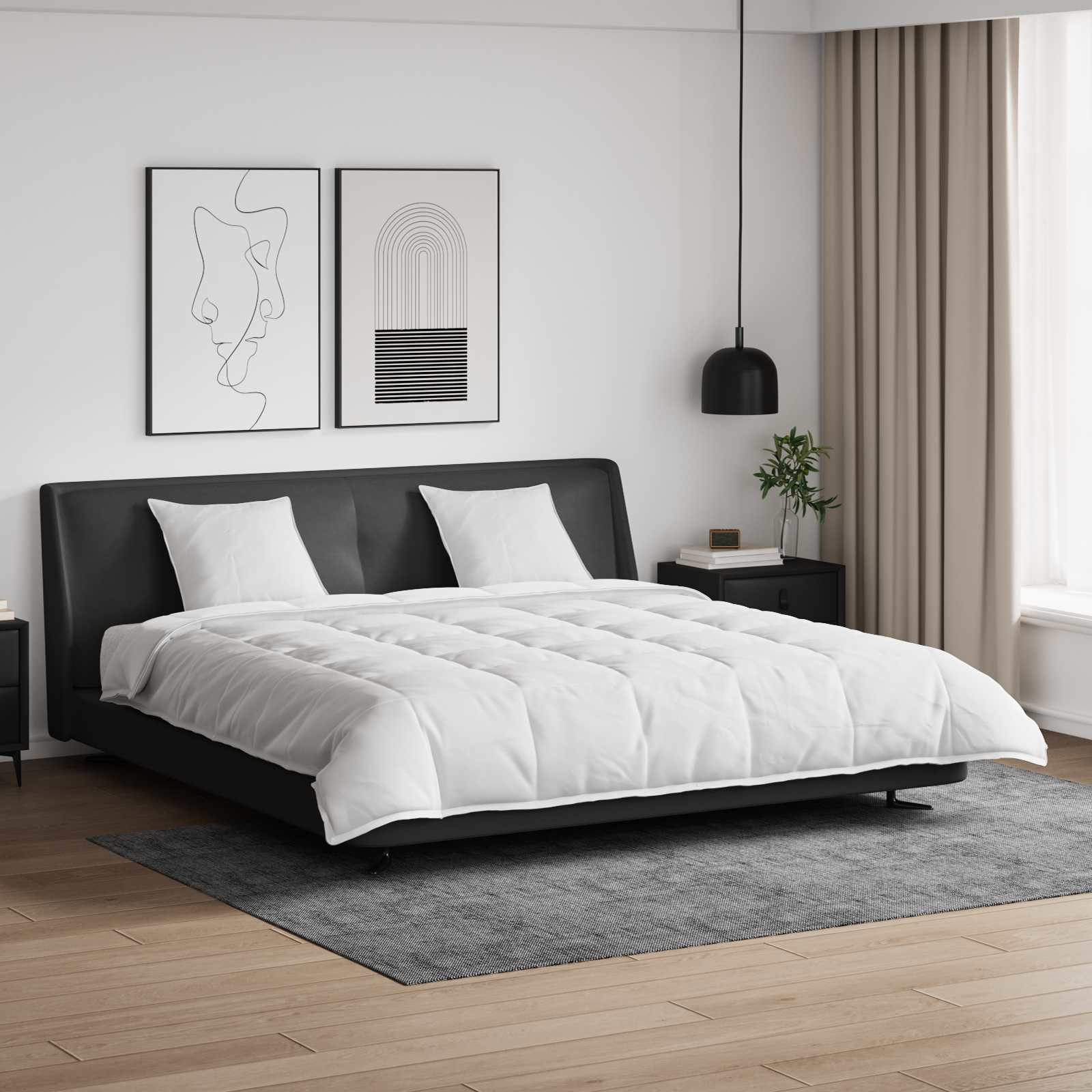 vidaXL Bettdecken Set mit Kissen 3 pcs Weiß Daunenfeder