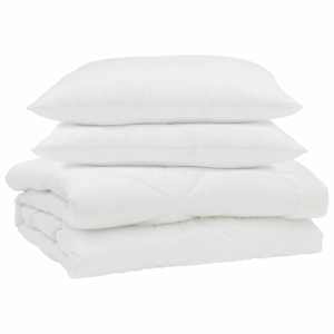 Letní přikrývka s polštářem 3 pcs Bílá Mikrovlákno - obrázek 2