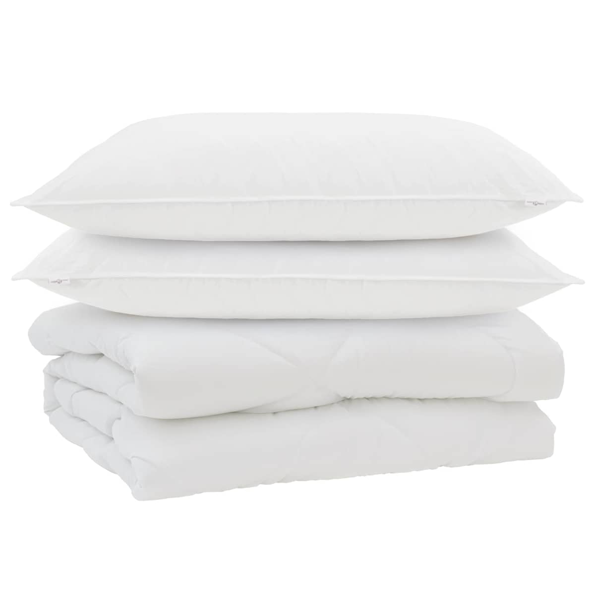Dyne med pude 3 stk. Hvid Mikrofiber - Billede 2