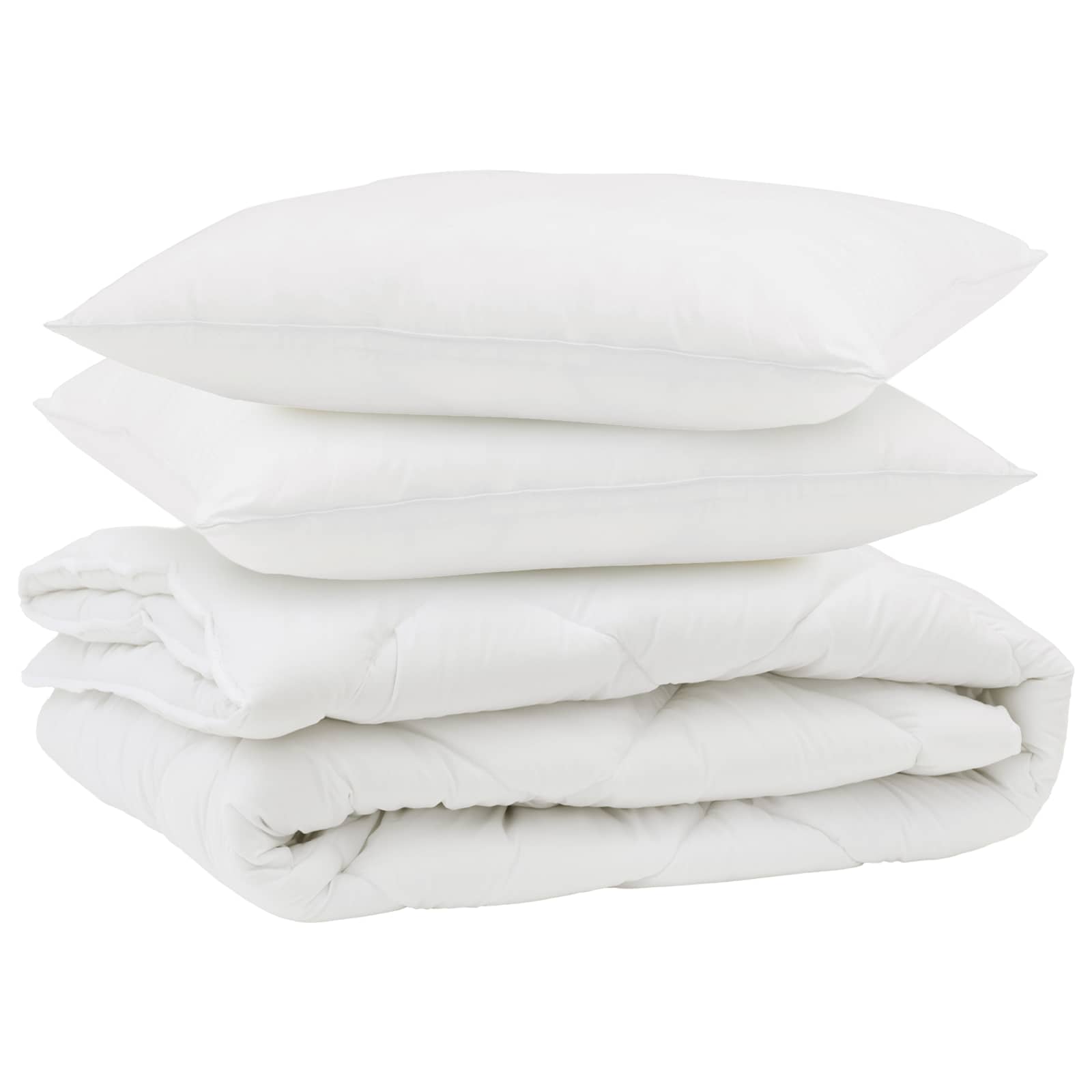 vidaXL Paplón s vankúšom 3 pcs Biela Mikrovlákno