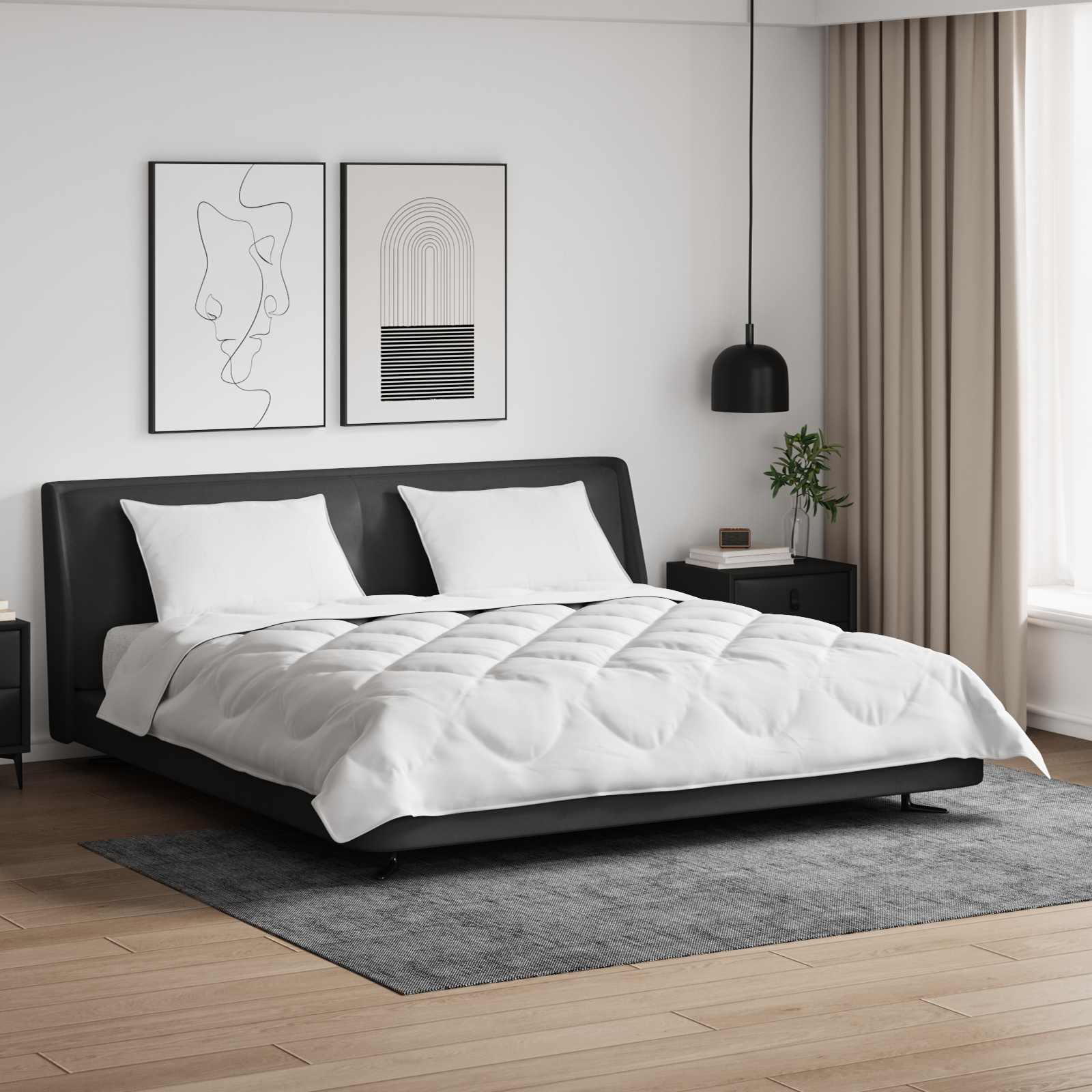 vidaXL Duvet pentru toate sezoanele cu pernă 3 pcs Alb Microfibră