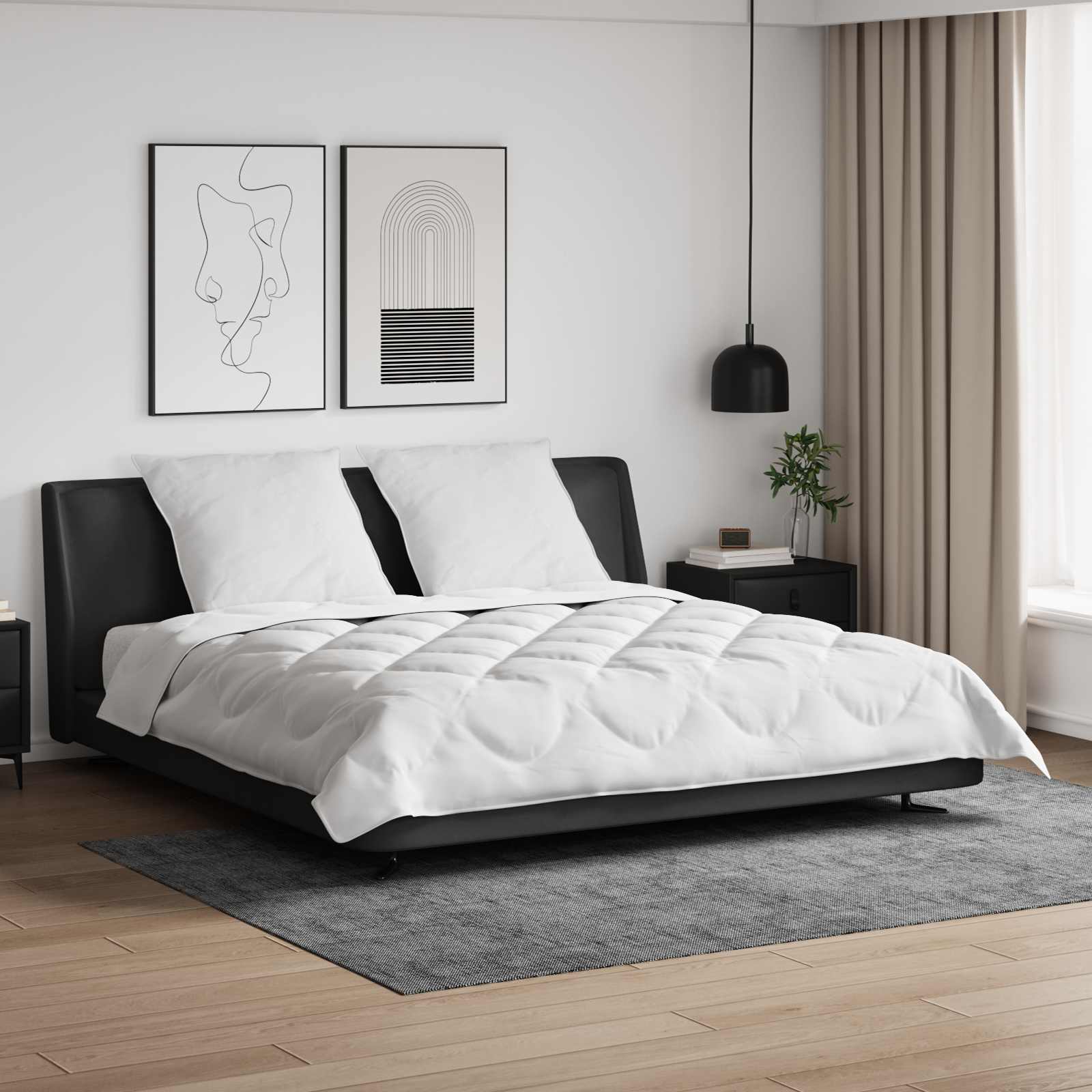 vidaXL Duvet pentru toate sezoanele cu pernă 3 pcs Alb Microfibră