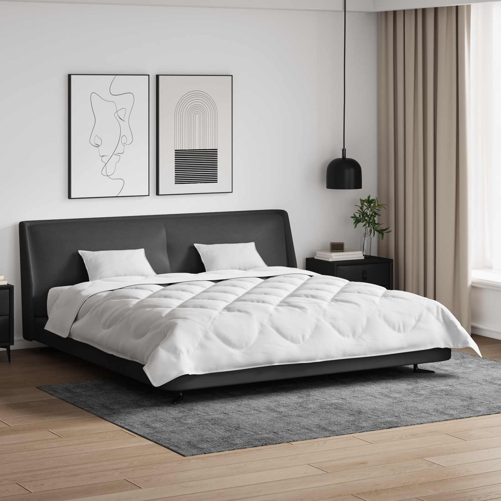 vidaXL Duvet pentru toate sezoanele cu pernă 3 pcs Alb Microfibră