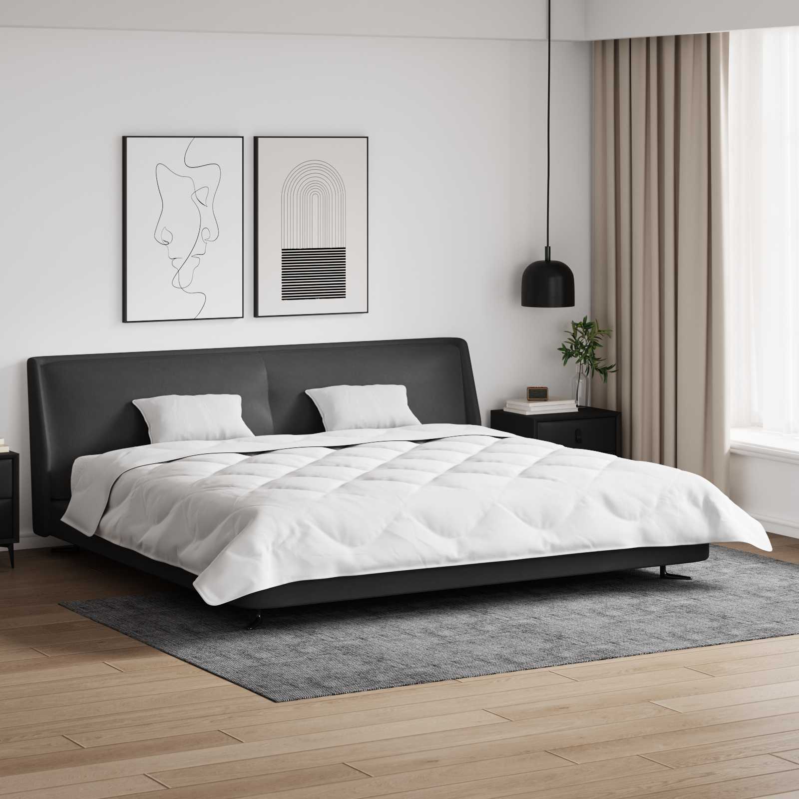 vidaXL Duvet de iarnă cu pernă 3 pcs Alb Microfibră