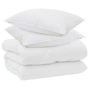 Zimní přikrývka s polštářem 3 pcs Bílá Mikrovlákno - obrázek 2