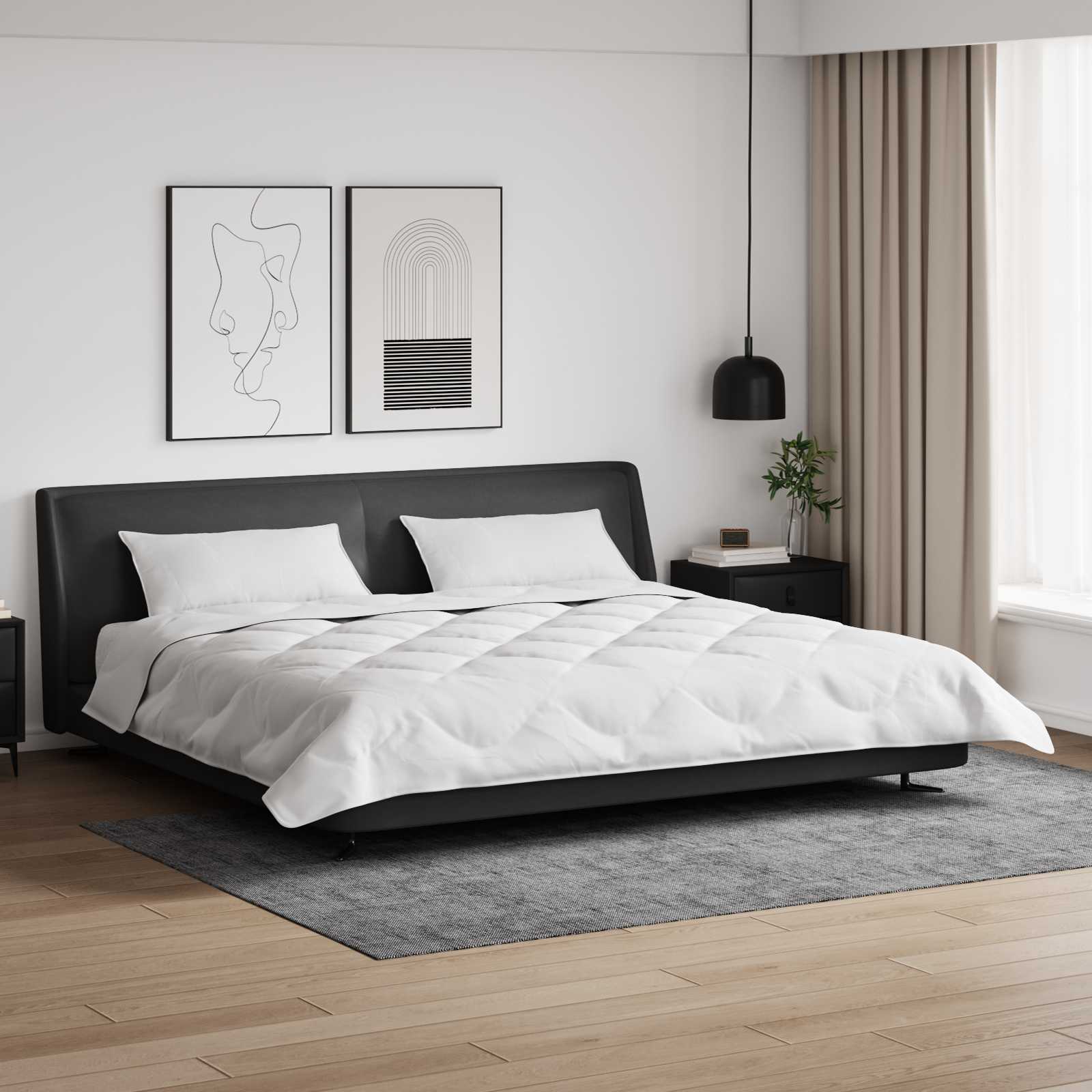vidaXL Duvet de iarnă cu pernă 3 pcs Alb Microfibră