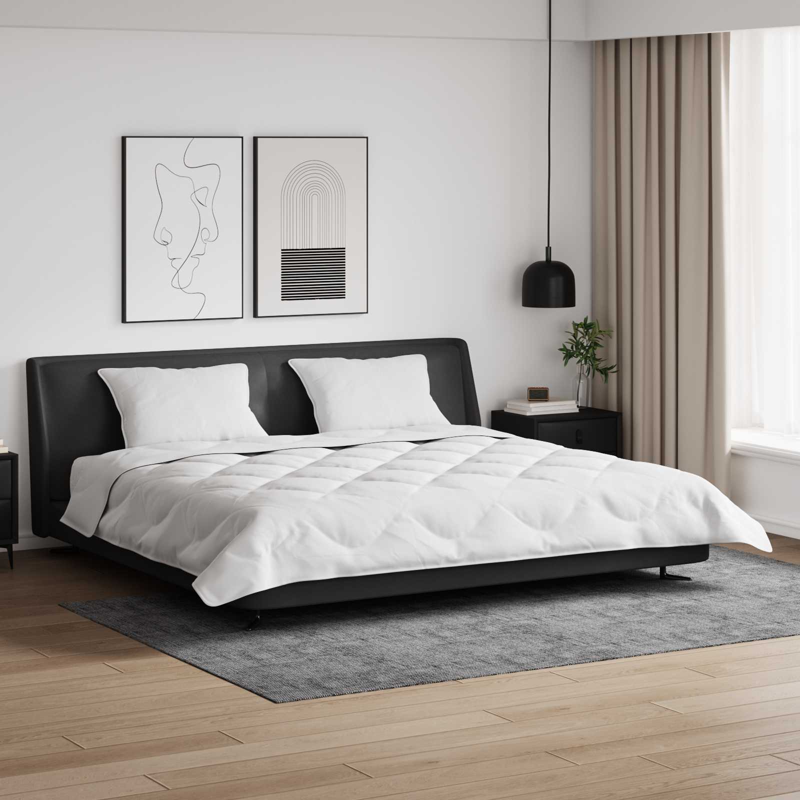 vidaXL Decke mit Kissen 3 pcs Weiß Mikrofaser und Daunenfedern