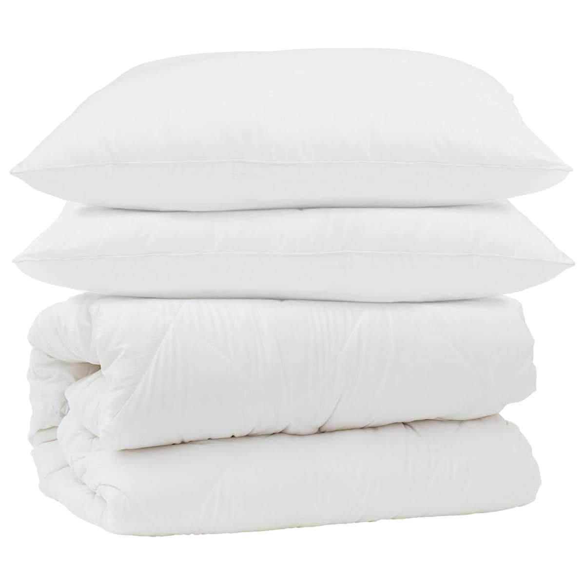 Dynebetræk Sæt med pude 3 stk. Hvid Microfiber - Billede 2