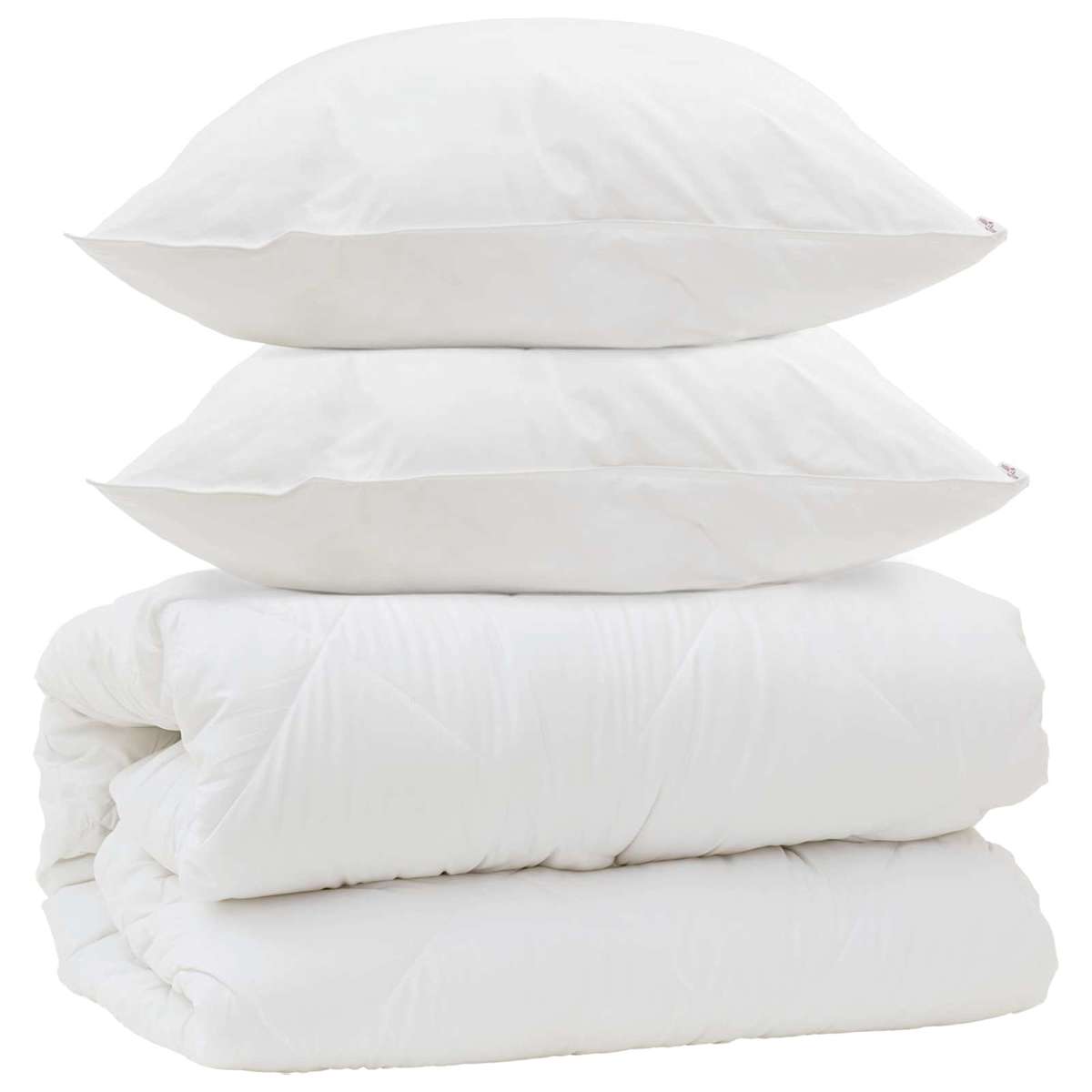 Dyne med puder med pude 3 stk. Hvid Microfiber - Billede 2
