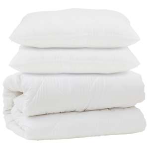 Přikrývka s polštářem 3 pcs Bílá Mikrovlákno - obrázek 2