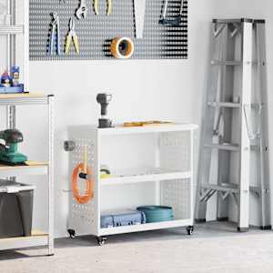 Vozik za orodje s polico Bela 75 x 35 x 73 cm Mlinjeni jeklo
