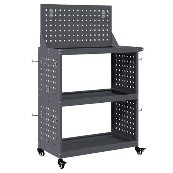 vidaXL T&ouml;&ouml;riistade k&auml;ru riiuliga rattaga Antratsiit 65 x 35 x 111 cm