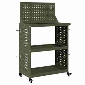 vidaXL T&ouml;&ouml;riistade k&auml;ru riiuliga Oliiviroheline 65 x 35 x 111 cm