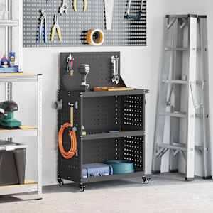 Vozik za orodje s polico Črna 65 x 35 x 111 cm Mlinjeni jeklo