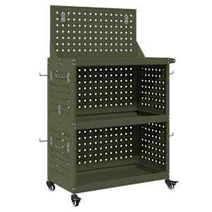 vidaXL T&ouml;&ouml;riistade k&auml;ru riiuliga Oliiviroheline 65 x 35 x 111 cm