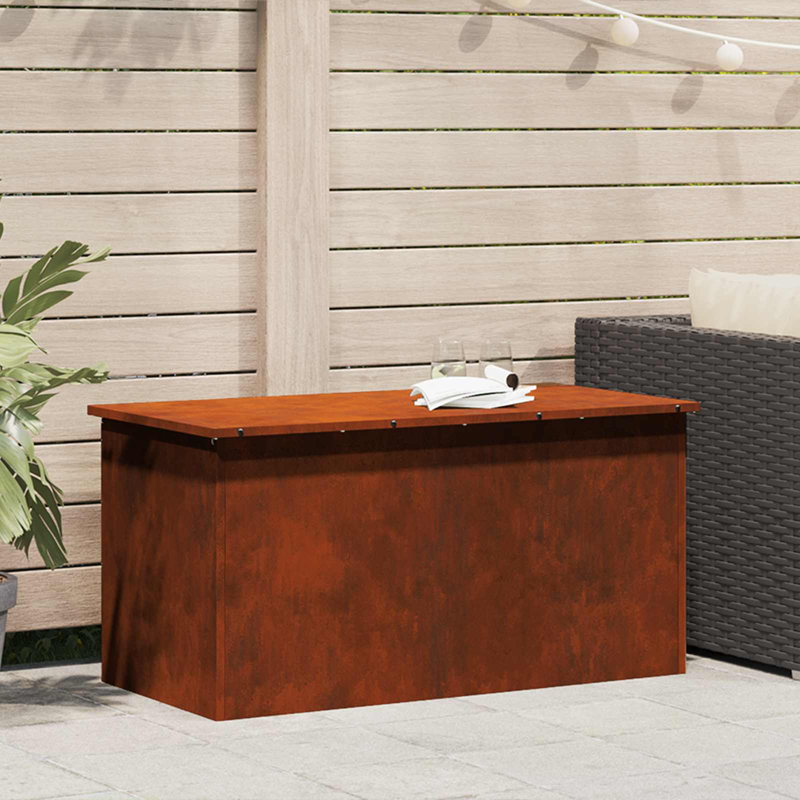 vidaXL Außenlagerbox Rostig 100 x 50,5 x 50 cm Stahl