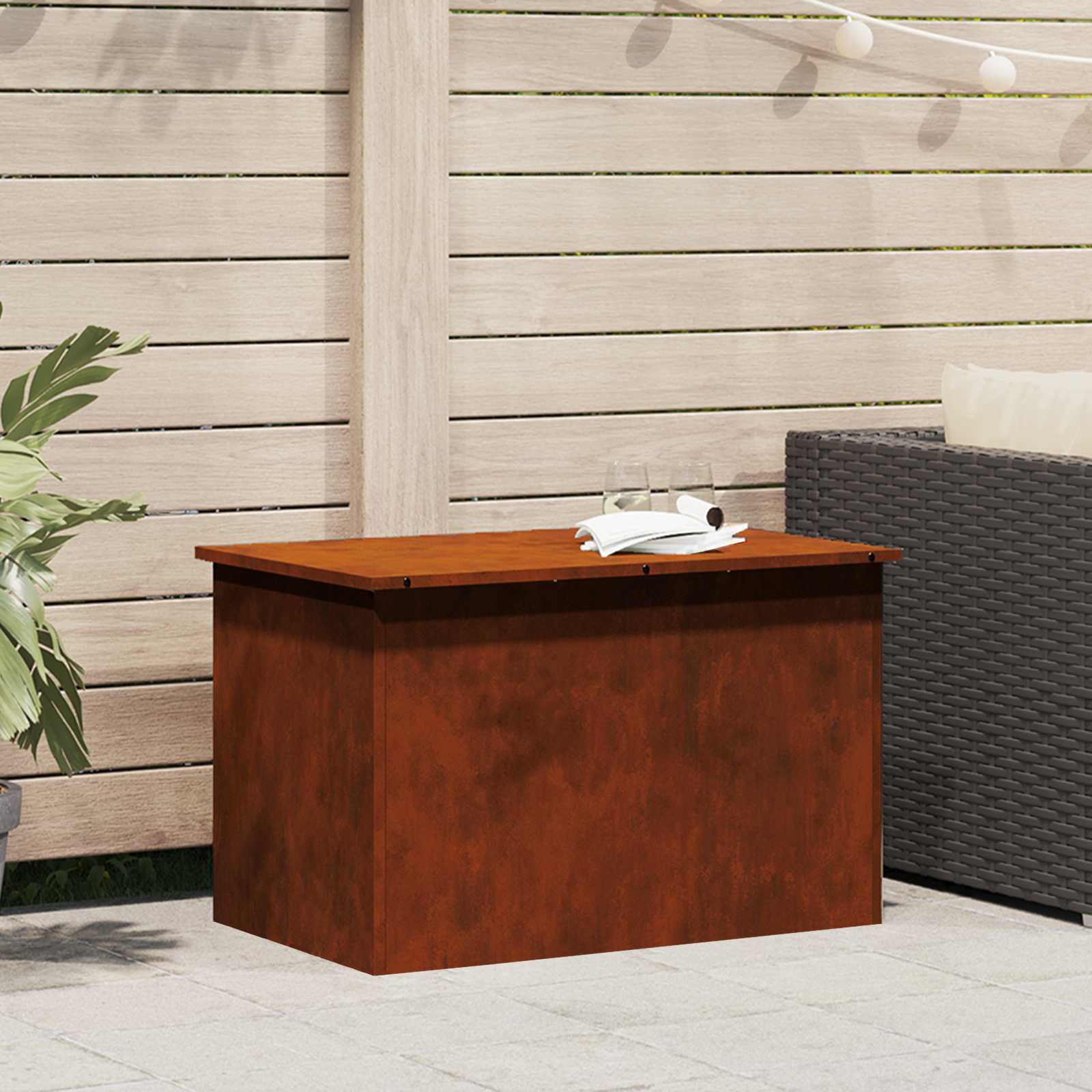 vidaXL Außenlagerbox Rostig 80 x 50,5 x 50 cm Stahl