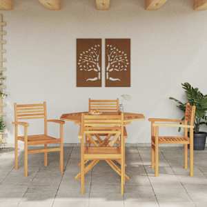Židle 4 pcs Hnědá 56 x 55 x 90,5 cm Pevné teakové dřevo - obrázek 3