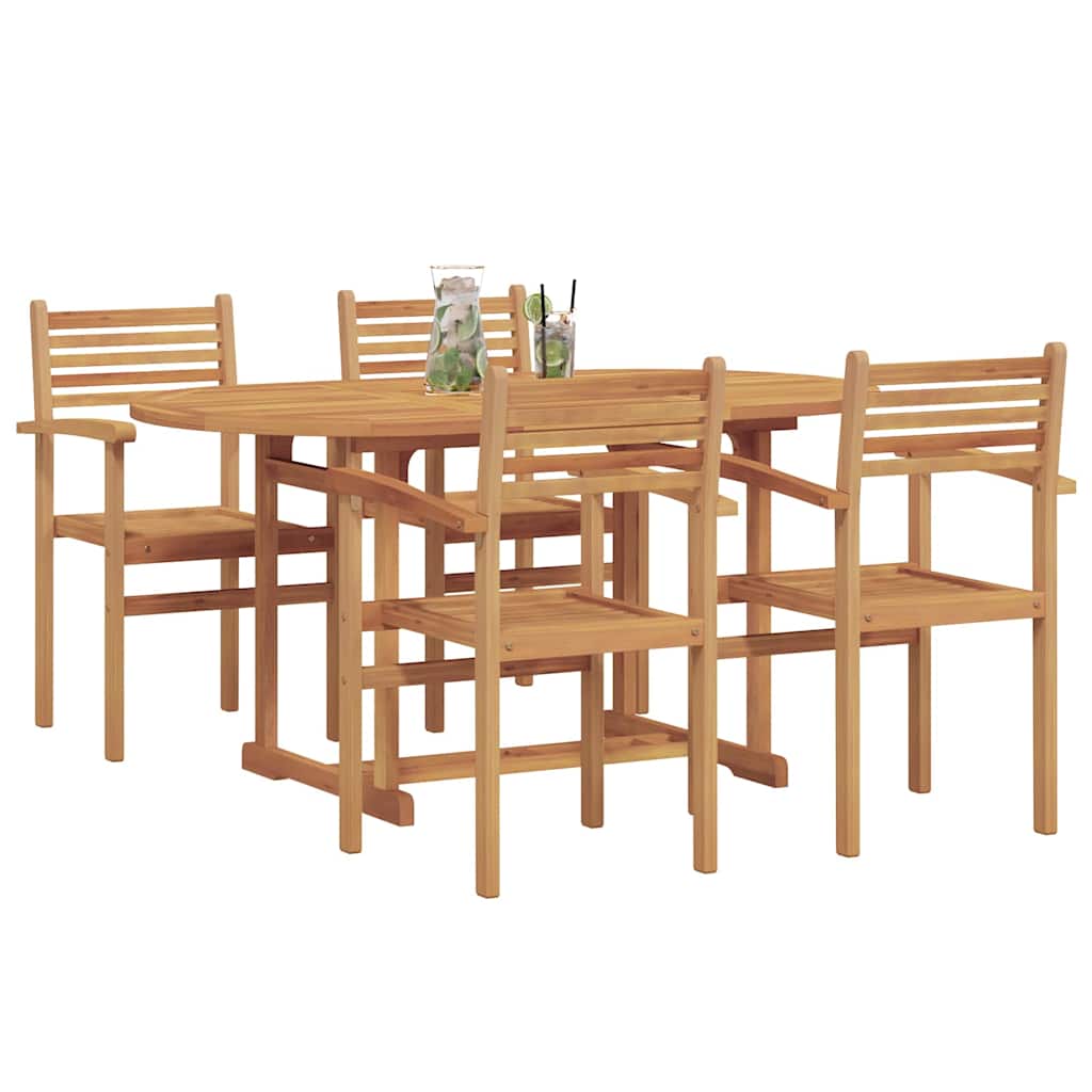 vidaXL Tuin Eetset 5 pcs Bruin Massief teakhout
