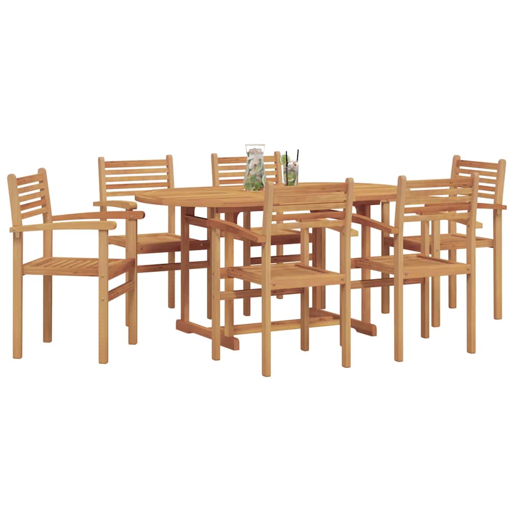 vidaXL Tuin Eetset 7 pcs Bruin Massief teakhout