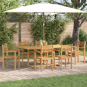 Komplet za jedilnico v vrtu 7 pcs Rjava Trden tikov les