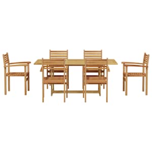 Zahradní jídelní souprava 7 pcs Hnědá Pevné teakové dřevo - obrázek 7