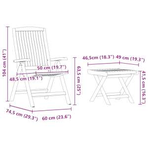 Zahradní jídelní souprava 4 pcs Hnědá Pevné teakové dřevo - obrázek 10