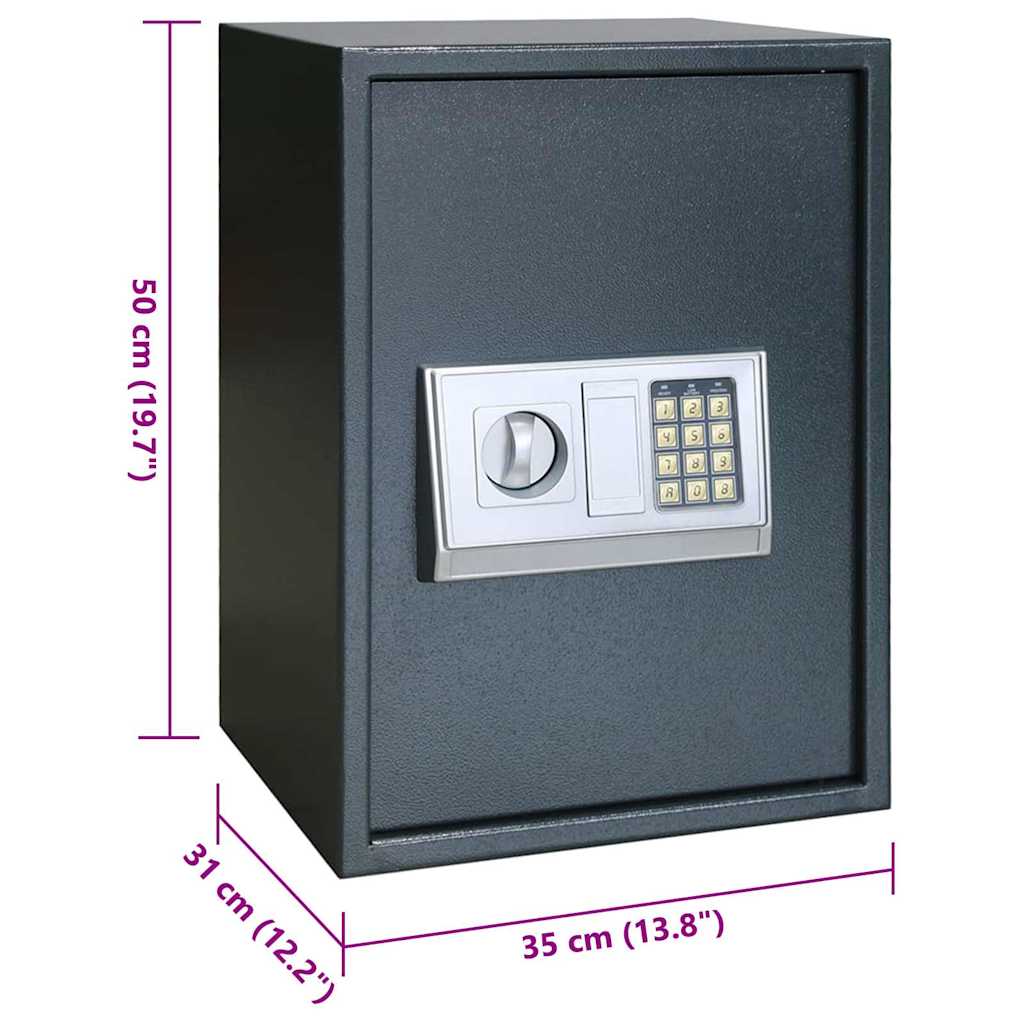 Elektromos Digitális Széf Polccal Sötétszürke 35x31x50 cm Acél 