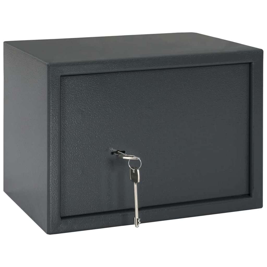 Biztonsági doboz kulcsos zárral sötét szürke 25x35x25 cm fém 