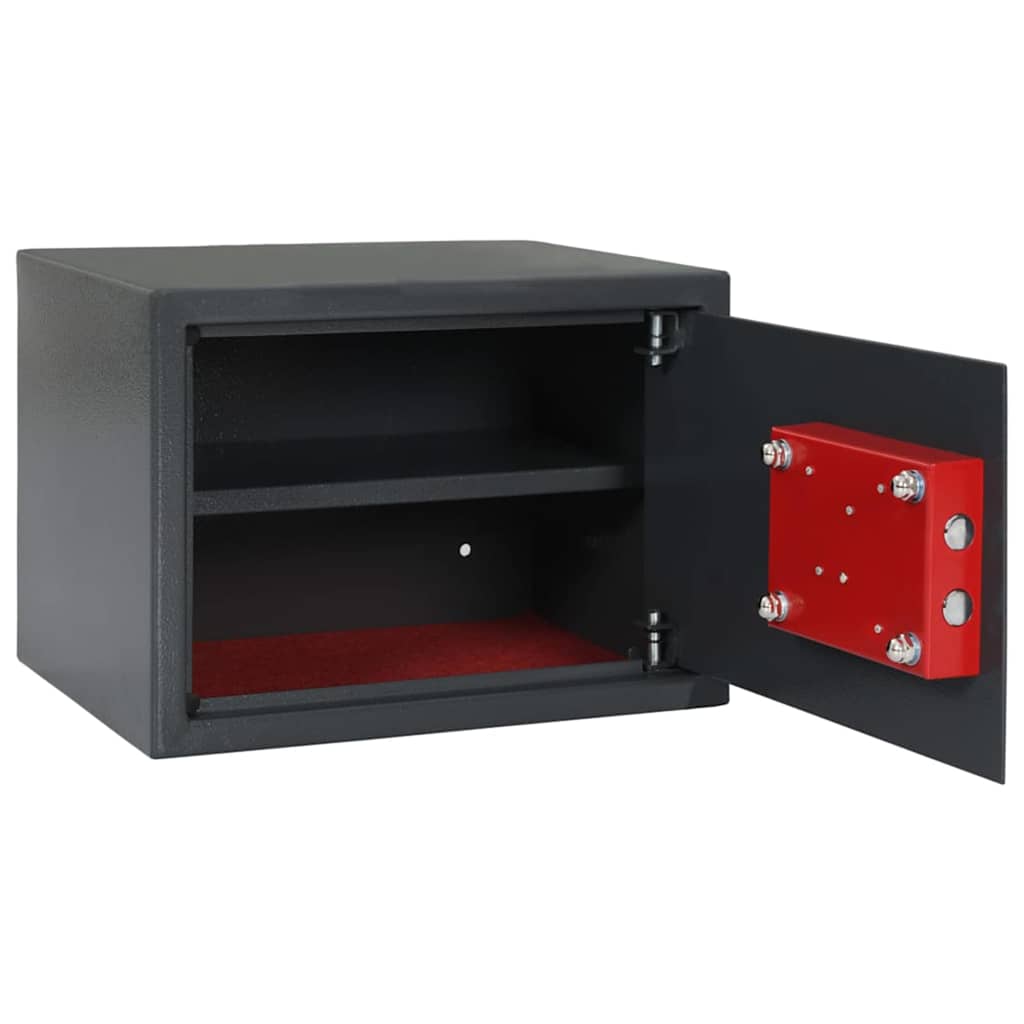 Biztonsági doboz kulcsos zárral sötét szürke 25x35x25 cm fém 