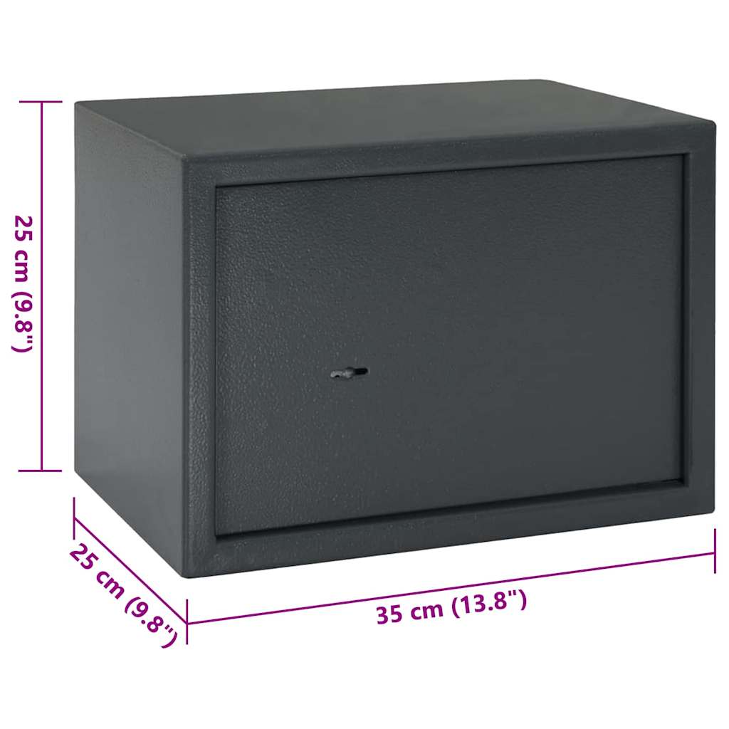 Biztonsági doboz kulcsos zárral sötét szürke 25x35x25 cm fém 