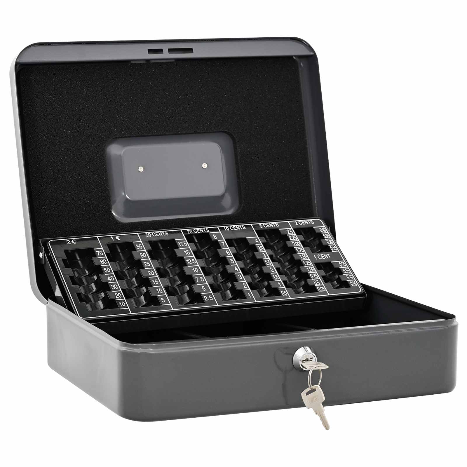 Geldbox mit Schloss Dunkelgrau 30 x 24 x 9 cm Stahl – Bild 2