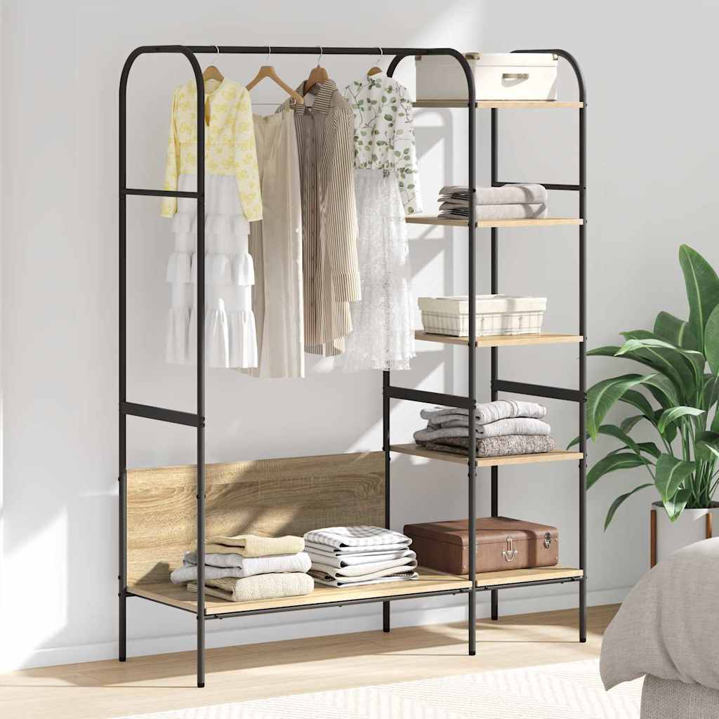 Riidepuu riiulitega Sonoma tamm 120x44x160 cm Tehispuit