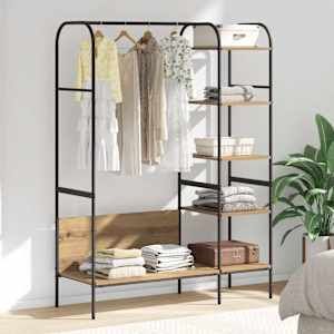 Stojalo za oblačila Bež 120 x 44 x 160 cm Konstruiran les