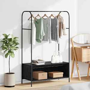Stojalo za oblačila Črna 100 x 44 x 160 cm Konstruiran les