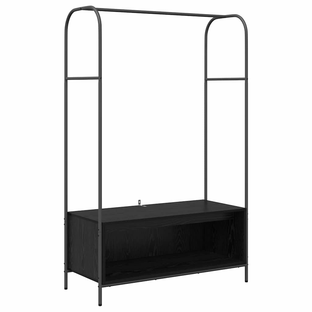Vaateteline hyllyillä Musta tammi 100x44x160 cm