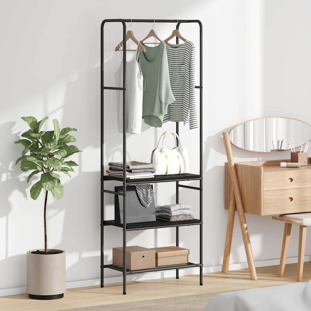 Riidepuu koos riiulitega Must tamm 60 x 30 x 171 cm Tehispuit
