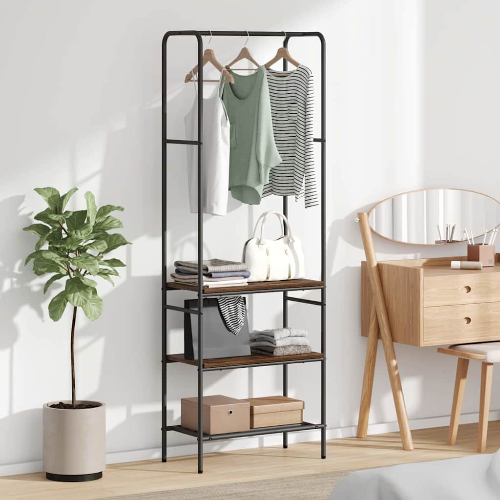 Riidepuu koos riiulitega Suitsutatud tamm 60 x 30 x 171 cm