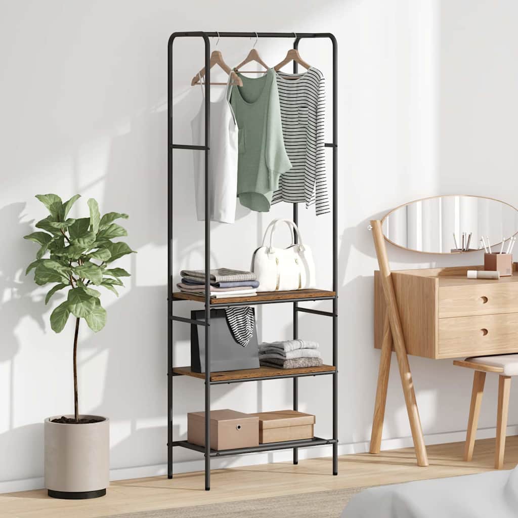 Riidepuu koos riiulitega Vana puit 60 x 30 x 171 cm Tehispuit