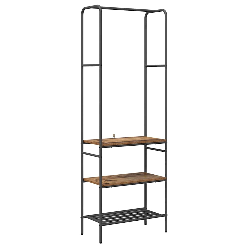 Vaatehylly hyllyillä Vanha puu 60 x 30 x 171 cm Tekninen puu