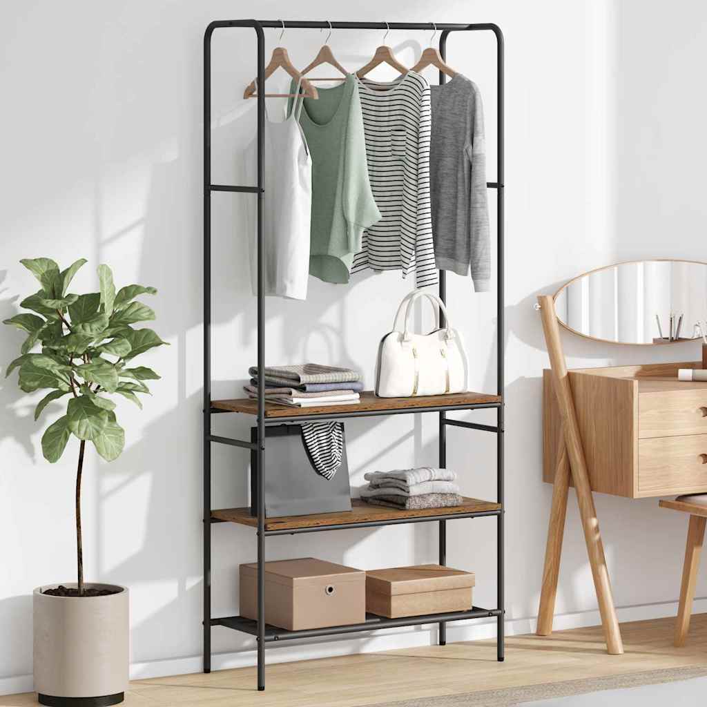 Vaatehylly hyllyillä Vanha puu 77 x 30 x 171 cm Tekninen puu