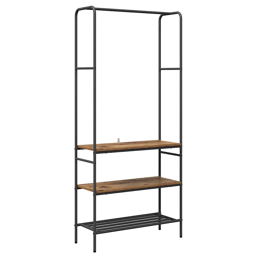 Vaatehylly hyllyillä Vanha puu 77 x 30 x 171 cm Tekninen puu