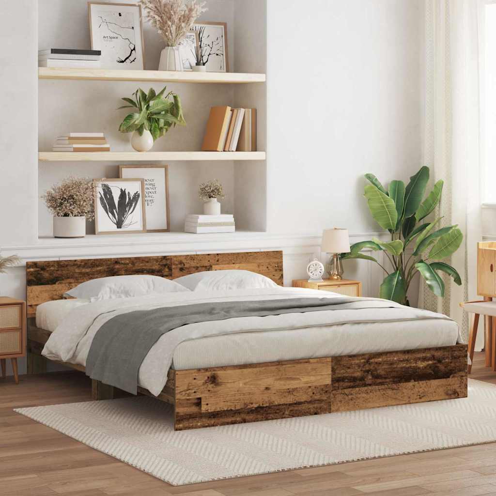 voodiraam peatoega vana puit 180x200 cm töödeldud puit