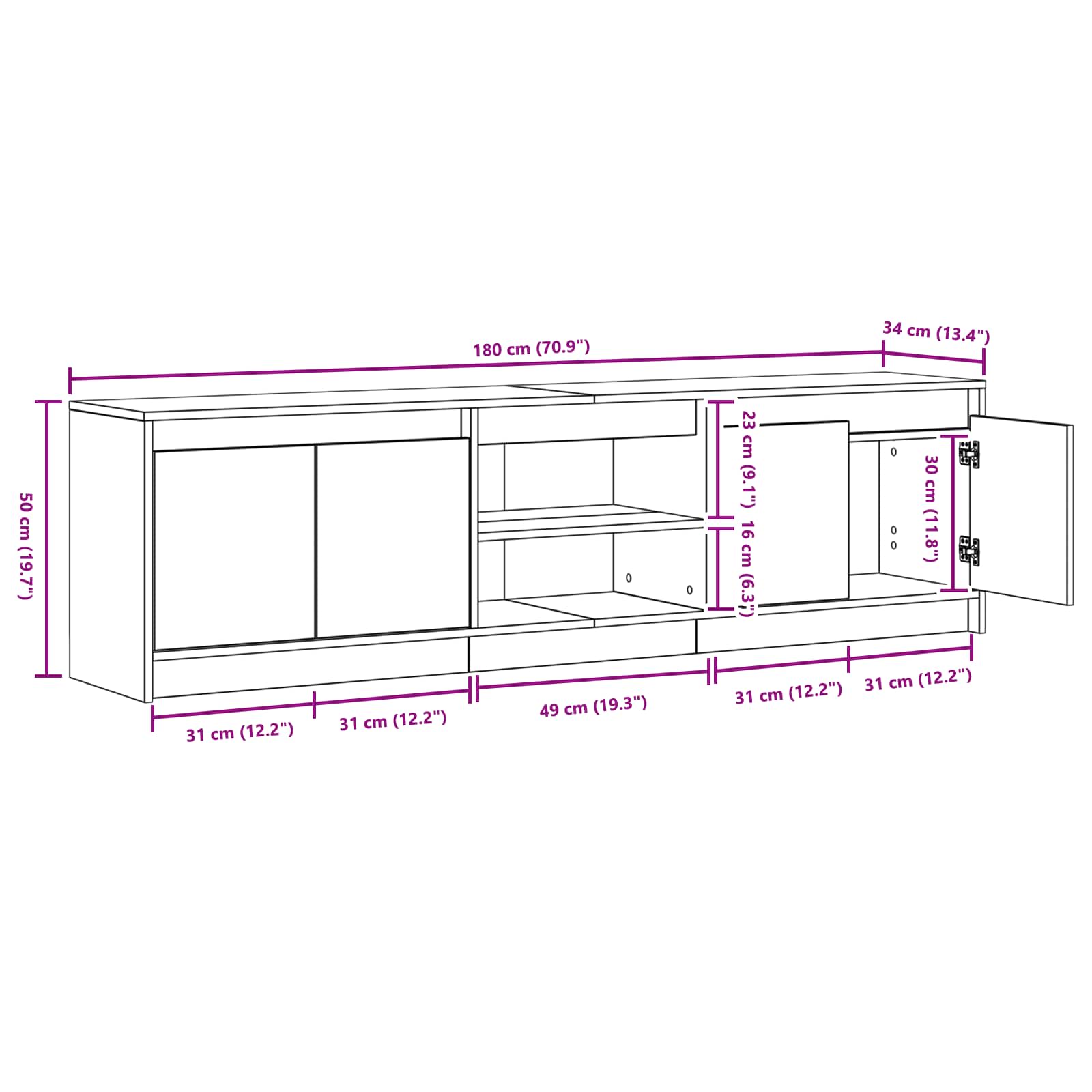 Unități TV 2 pcs Maro 180 x 34 x 50 cm Lemn compozit
