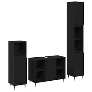 Sada koupelnového nábytku 3 pcs Černý dub kompozitní dřevo - obrázek 1