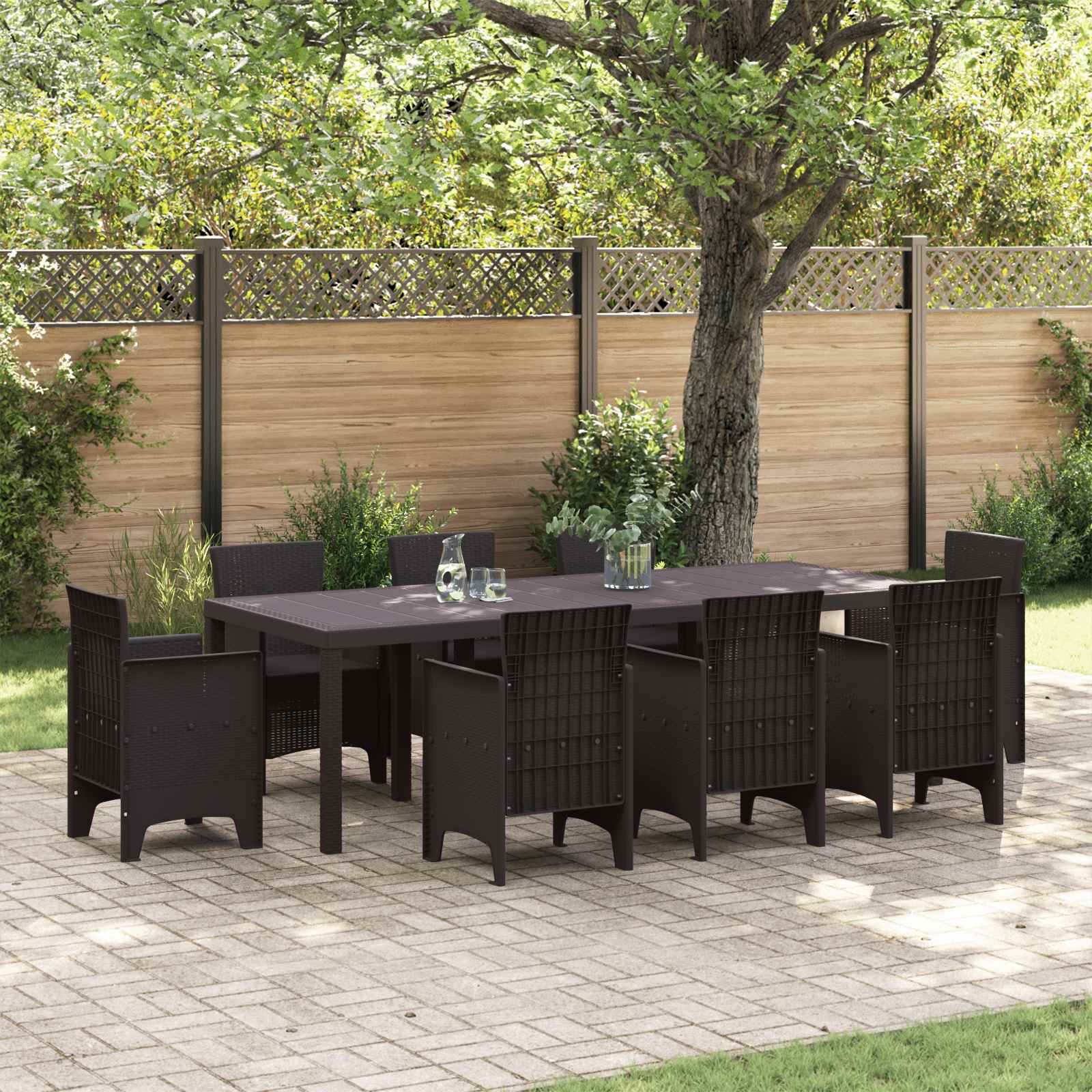 vidaXL Gartentisch Braun 250 x 100 x 73 cm Poly-Rattan