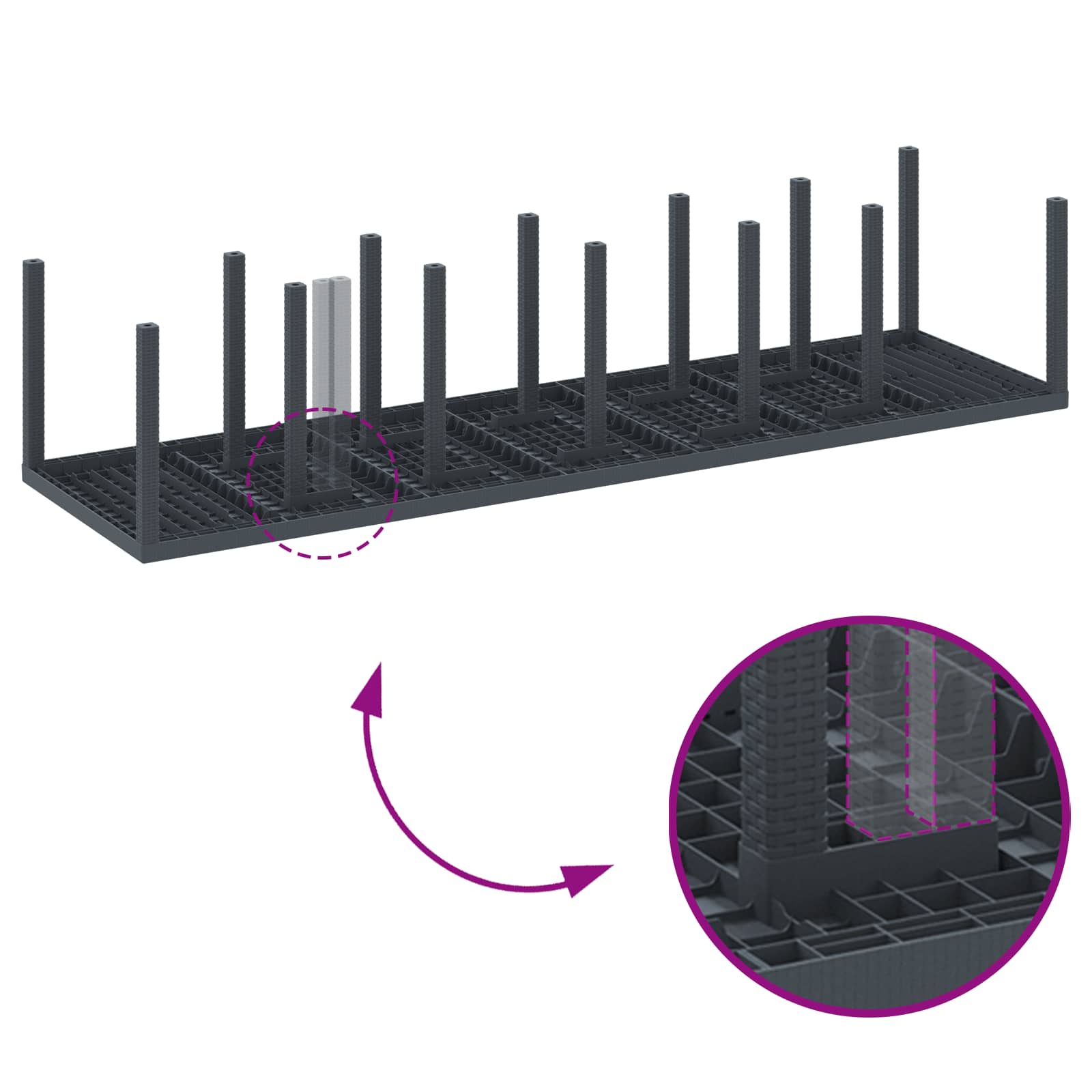 Градинска маса Антрацит 350 x 100 x 74 см полиратан - Image 9